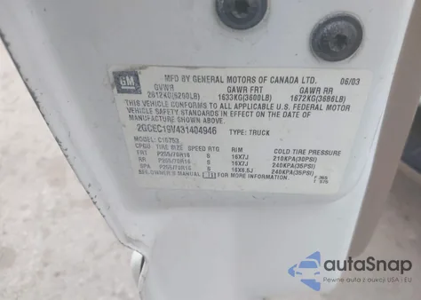 2003 Chevrolet Silverado 1500 Ls from USA, damaged, VIN 2GCEC19V431404946